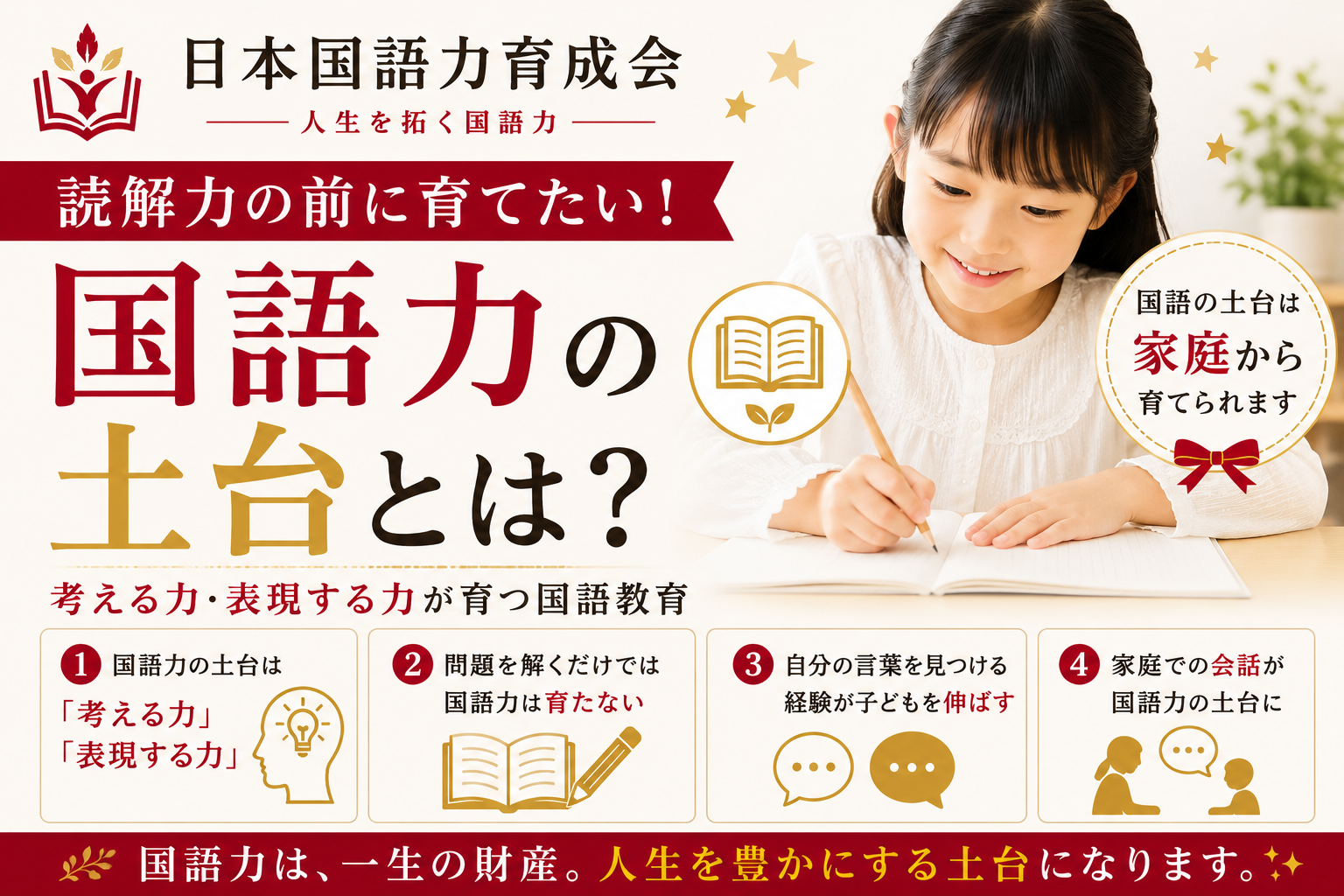 国語力の土台となる考える力と表現する力の大切さを伝える記事のサムネイル