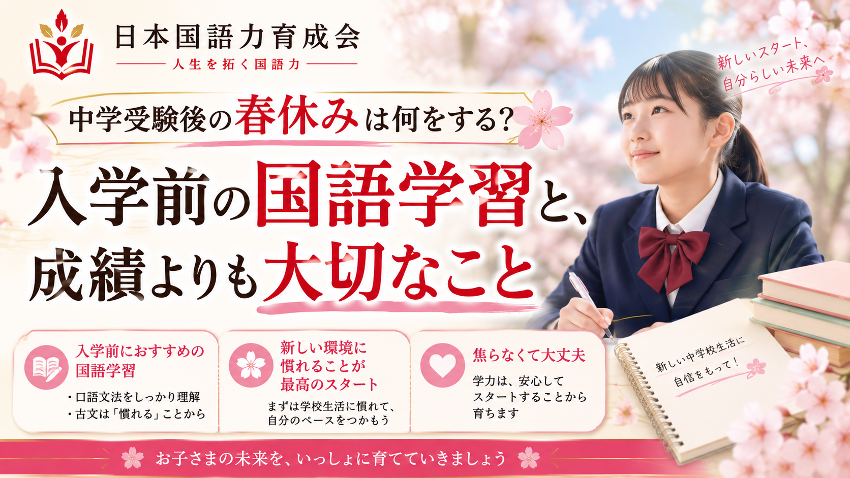中学受験後の春休みにおすすめの国語学習と入学準備を解説する記事